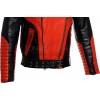 Red Black H&M Balmain Collaboration Replica Genuine Leather Motorcycle Biker Jacket